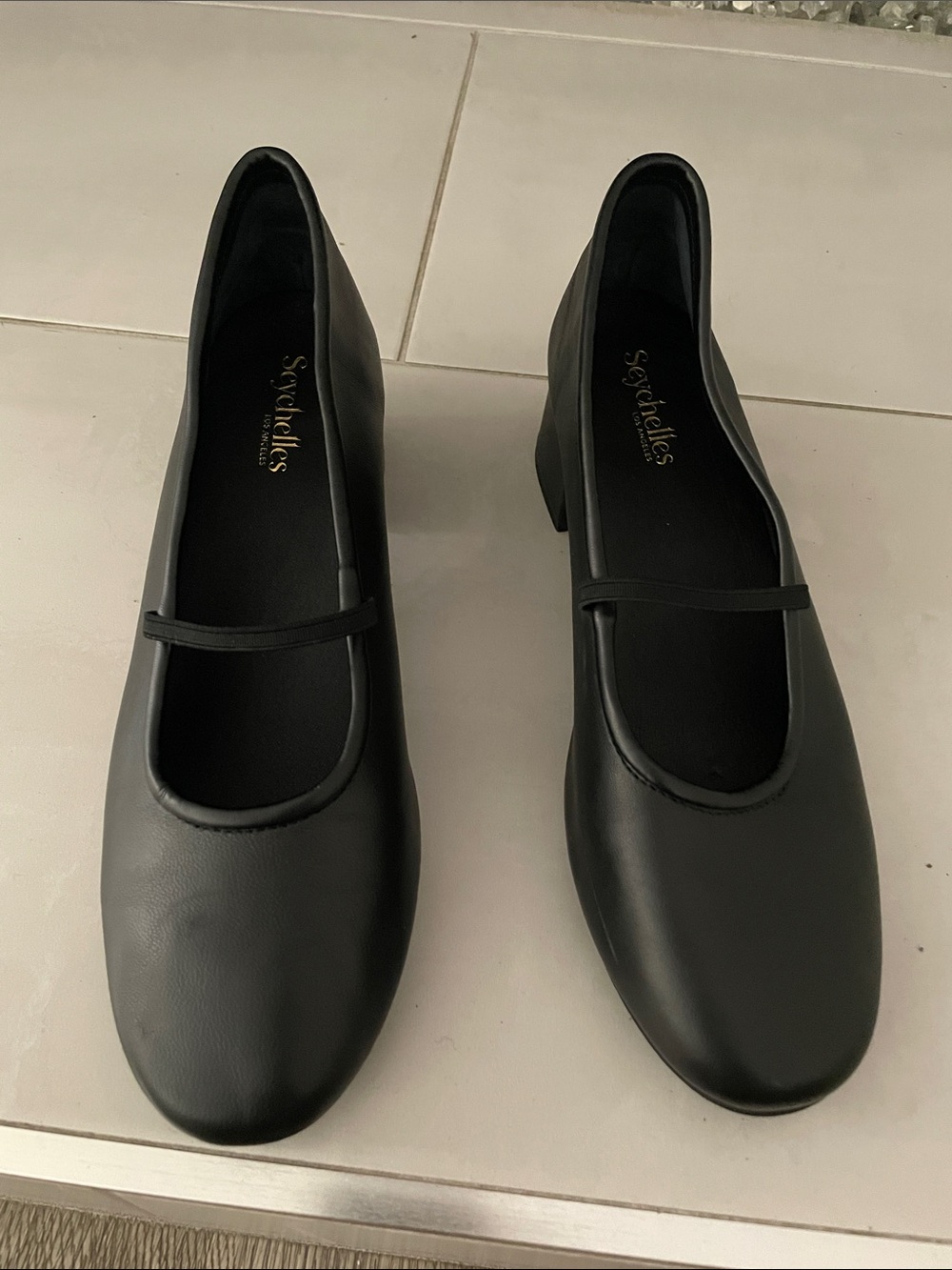 Seychelles Black Mary Jane Flats with Low Block Heel